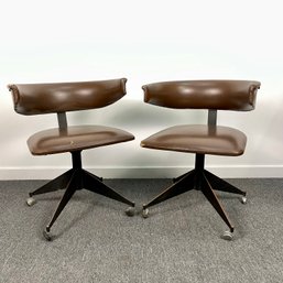 Pair Brown Steel Chairs Studio Made