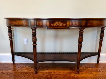 Beautiful Mahogany Demilune Sideboard With Brass Gallery