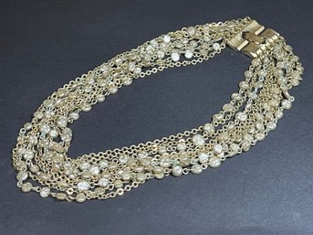 Intake Faux Oearl Gold Tone Multi Strand Necklace