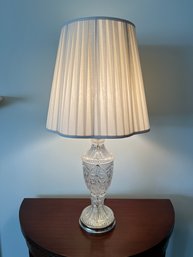 Beautiful Glass Base Lamp With White Shade
