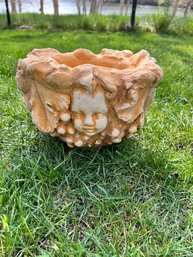 Planter With Cherub Faces, Cement