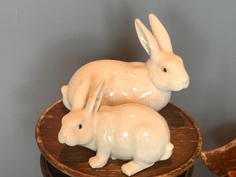 Two Decorative Ceramic Bunnies