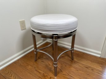 Frontgate Bailey Chrome Faux Leather Vanity Swivel Stool