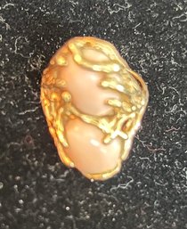 14 K Yellow Gold Pink Coral Size 6  3/4, Hand Cast, Like A Coral Reef Setting, Beautiful.