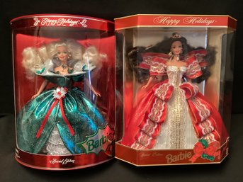Lot Of 2 Happy Holidays Barbie Special Edition Dolls NRFB
