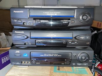 Panasonic And JVC VHS Tape Players