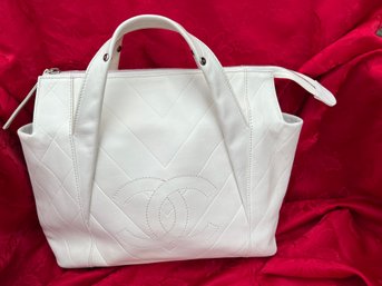 Authentic Chanel Creamy White Leather Handbag