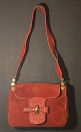 Gucci Vintage Suede Burnt Orange, Red Handbag