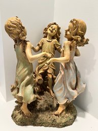 Napco Resin Trio Of Girls Playing Ring Around The Rosy