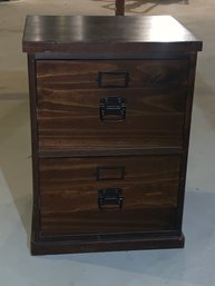 Dark Stained Wood Two Drawer Filing Cabinet