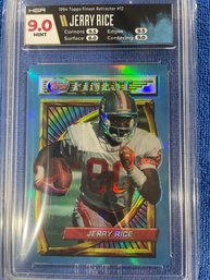 1994 Topps Finest Refractor Jerry Rice #12 HGA Graded Mint 9