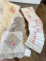 Embroidered, And Machine Made Table Linen With Napkins To Match