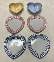 A Group Of Harth Shape Ceramic Dishes And Trinkets