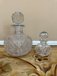 Stoppered Cut Crystal Decanter & Perfume Jar