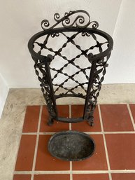 Heavy Vintage Iron Lattice Umbrella Stand