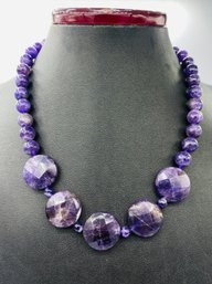 Fancy Amethyst Statement Necklace W/ Sterling Silver Clasp