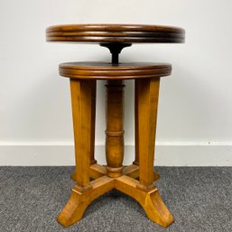 Antique Wooden Stool With Spinning Seat