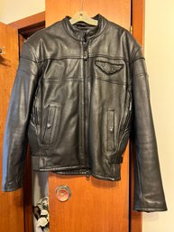 Authentic Mens Harley Davidson, Unbelievable HEAVY Lined, Leather Motorcycle Jacket, Size LARGE