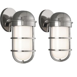 A Pair Of Hudson Valley Lighting - Groton - Nautical Bulkhead Sconces - Bath 2A