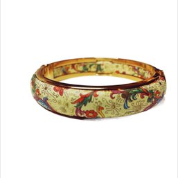 Bangle Bracelet With Flowered Design