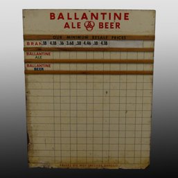 Ballantine Ale Beer Hardboard Advertising Menu