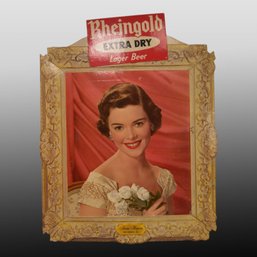 Rare Rheingold Extra Dry Lager Anne Hogan 1952 Cardboard Sign