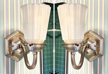 A Pair Of Vintage Chrome Wall Sconces