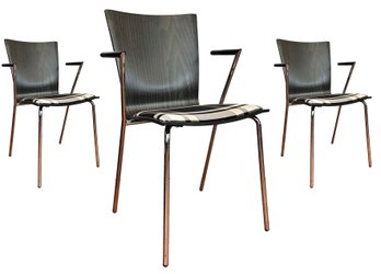 A Set Of 12 Italian Modern Bent Ply Dining Chairs, In Hansen / Magistretti Style