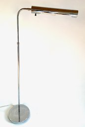 Mid Century Chrome Tubular Adjustable Swing Arm Floor Lamp