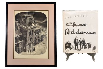 Signed Charles Addams Lithograph Titled 'The Christmas Carollers', The World Of Charles Addams Book And More!