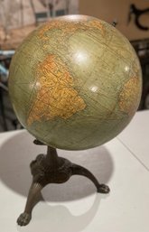 Antique Globe With Decorative Metal Base