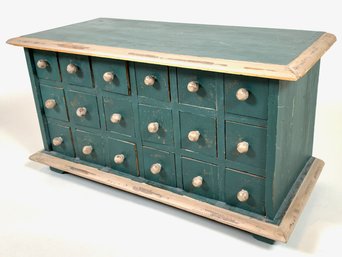 Painted Wooden Apothecary Chest Of Drawers With 18 Drawers