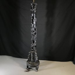 Incredible Antique African ? Asian ? HUGE - ALL CARVED Floor Lamp - OVER 6 FEET TALL