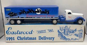 Eastwood 1991 Christmas Delivery Tractor Trailer Truck Coin Bank With Key