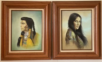 PR. Listed Artist C.J.Roman Oil On Canvas, Native American Indians