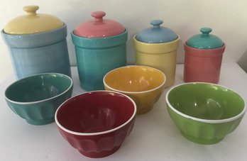 Colorful & Vibrant Canister Set & Gibson Bowls.