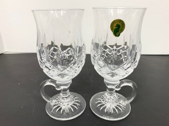 Pair Of Waterford Crystal Lismore Irish Coffee Glasses With Sticker - Never Used