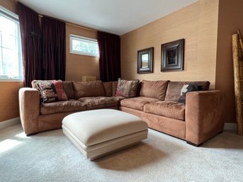 Crate And Barrel Tan Suede Sectional