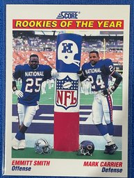 1991 Score Emmitt Smith  Mark Carrier Rookies Of The Year Card #675