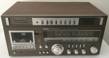 Yorx M2405 Electronic Clock AM/FM Stereo Receiver Cassette Recorder Vintage