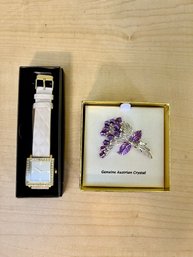 Watch & Austrian Crystal Pin