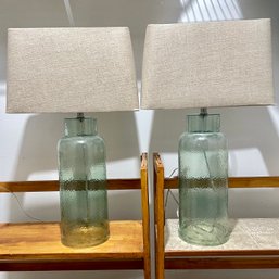 Pair Of Contemporary Glass Lamps With Shades