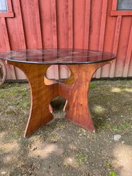 MCM Round Glass Top Table