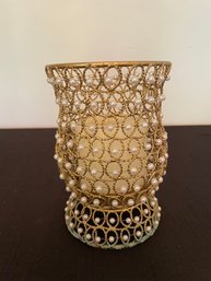 Vintage Beaded Glass Candle Holder