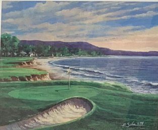 Bobby Sikes Signed Pebble Beach 9th Hole Lithogtaph