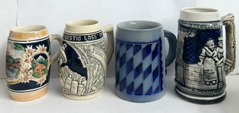 4 Pristine Pottery Mugs From Around Europe