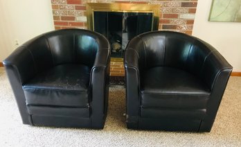 Pair Of Swivel Club Chairs And Accessories