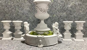 Parian Ware Centerpiece With Urns Cherubs Floral Swags