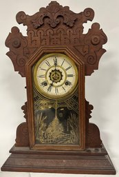 Antique Brown Colour Gilbert Capitol Gingerbread Kitchen Mantel Clock.         CVBC