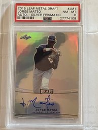 2015 Leaf Metal Draft Jorge Mateo Silver Prismatic Auto Card #JM1     PSA 8